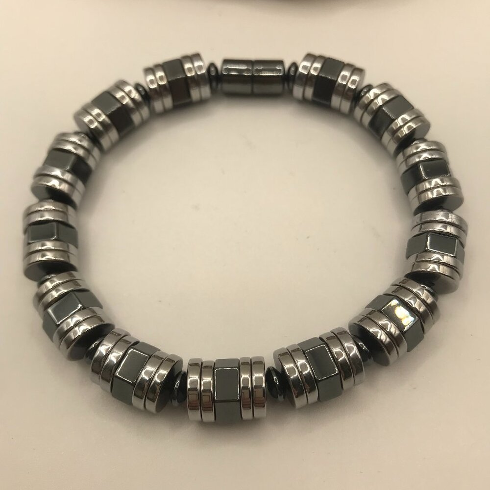 Hand Crafted Silver and Black Beaded Bracelet